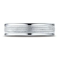 Platinum 6mm Comfort-fit Multi Milgrain Center High Polish Round Edge Design Band