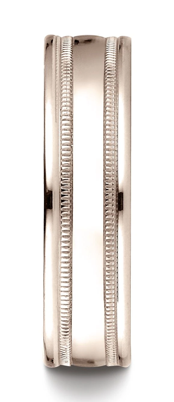 14k Rose Gold 6mm Comfort-fit High Polished With Milgrain Round Edge Carved Design Band 4 14k Rose Gold 6mm Comfort-fit High Polished With Milgrain Round Edge Carved Design Band - Image 2