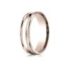 14k Rose Gold 6mm Comfort-fit High Polished With Milgrain Round Edge Carved Design Band