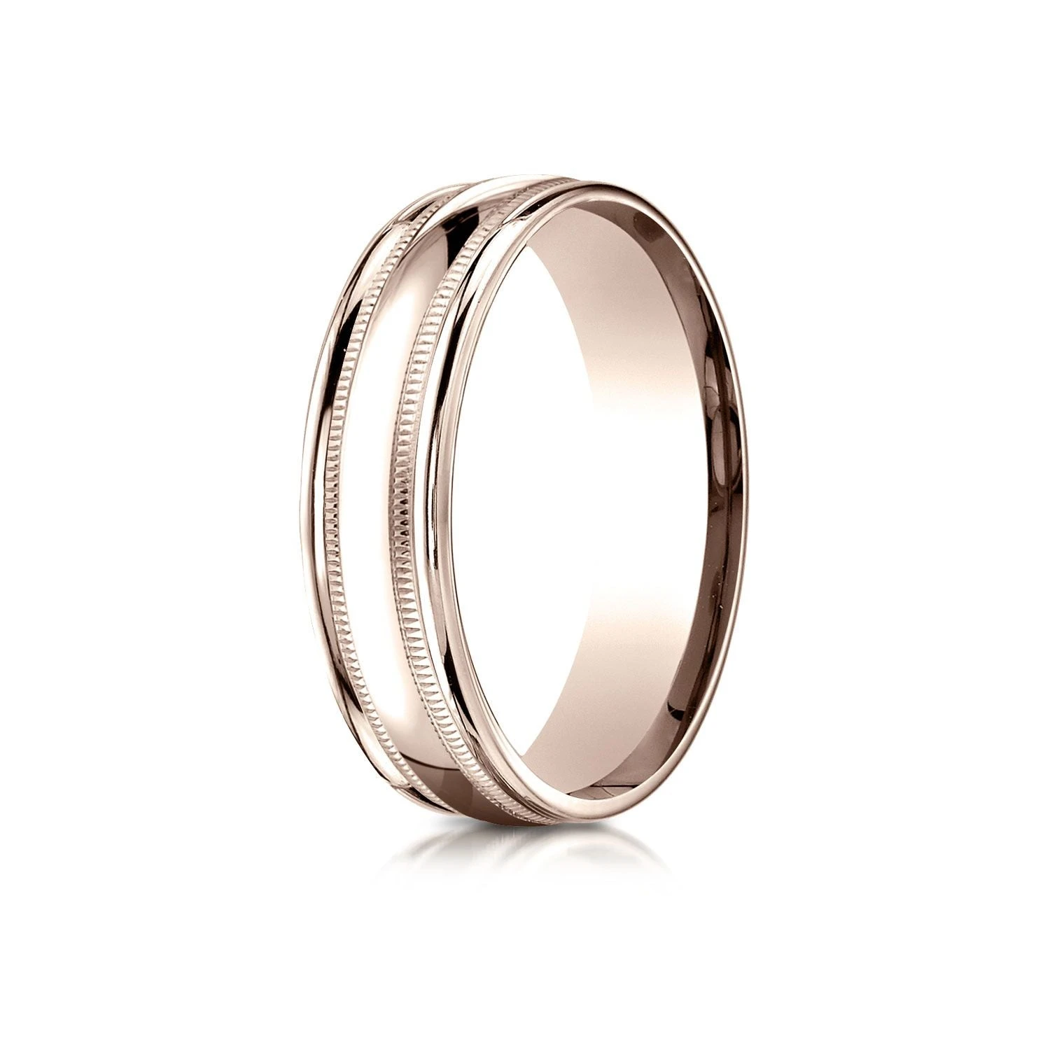 14k Rose Gold 6mm Comfort-fit High Polished With Milgrain Round Edge Carved Design Band 3 14k Rose Gold 6mm Comfort-fit High Polished With Milgrain Round Edge Carved Design Band