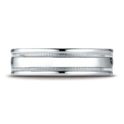 Platinum 6mm Comfort-fit High Polished With Milgrain Round Edge Carved Design Band