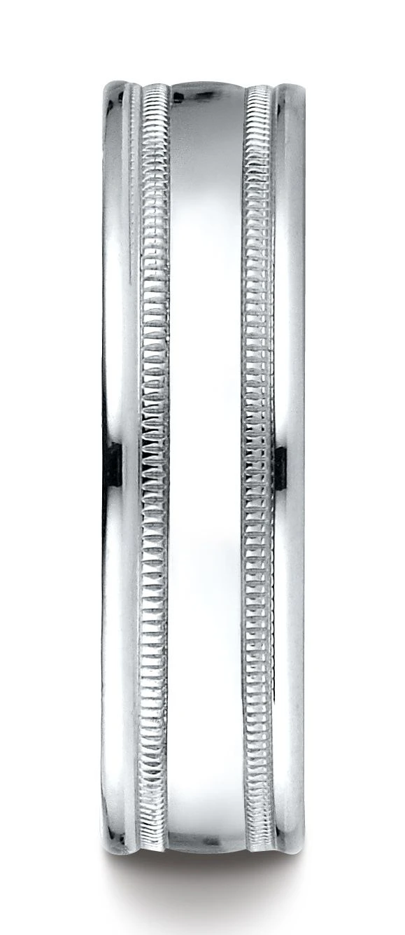 Platinum 6mm Comfort-fit High Polished With Milgrain Round Edge Carved Design Band 5 Platinum 6mm Comfort-fit High Polished With Milgrain Round Edge Carved Design Band - Image 3