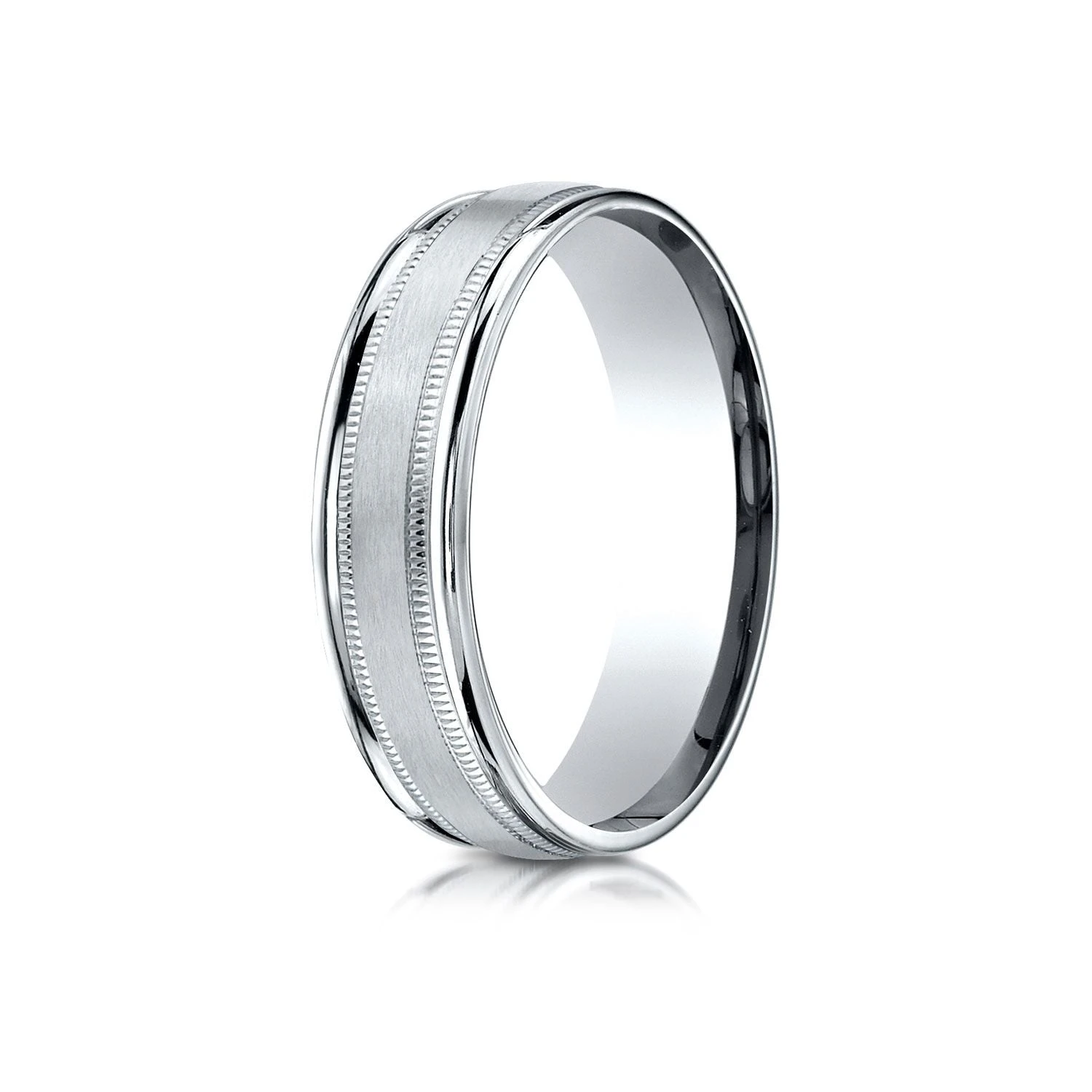 Platinum 6mm Comfort-fit Satin Finish Center With Milgrain Round Edge Carved Design Band 4 Platinum 6mm Comfort-fit Satin Finish Center With Milgrain Round Edge Carved Design Band - Image 2