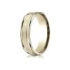 18k Yellow Gold 6mm Comfort-fit Satin Finish Center With Milgrain Round Edge Carved Design Band
