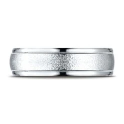 Platinum 6mm Comfort-fit Wired-finished High Polished Round Edge Carved Design Band