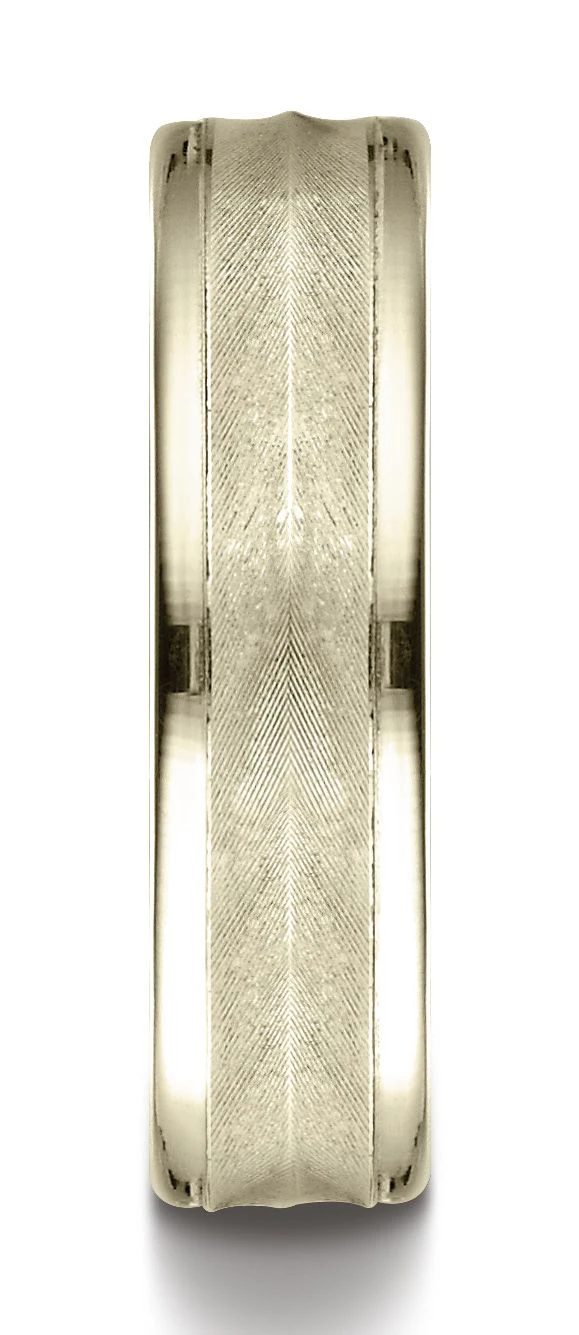 14k Yellow Gold 6mm Comfort-fit Chevron Design High Polished Round Edge Carved Design Band 4 14k Yellow Gold 6mm Comfort-fit Chevron Design High Polished Round Edge Carved Design Band - Image 2