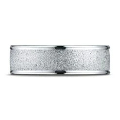 Platinum 7mm Comfort-fit Wired-finished High Polished Round Edge Carved Design Band