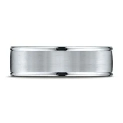 Platinum 7mm Comfort-fit Satin Finish High Polished Round Edge Carved Design Band