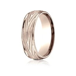 14 Karat Rose Gold 7mm Comfort-fit Round Edge Arrow Design Band