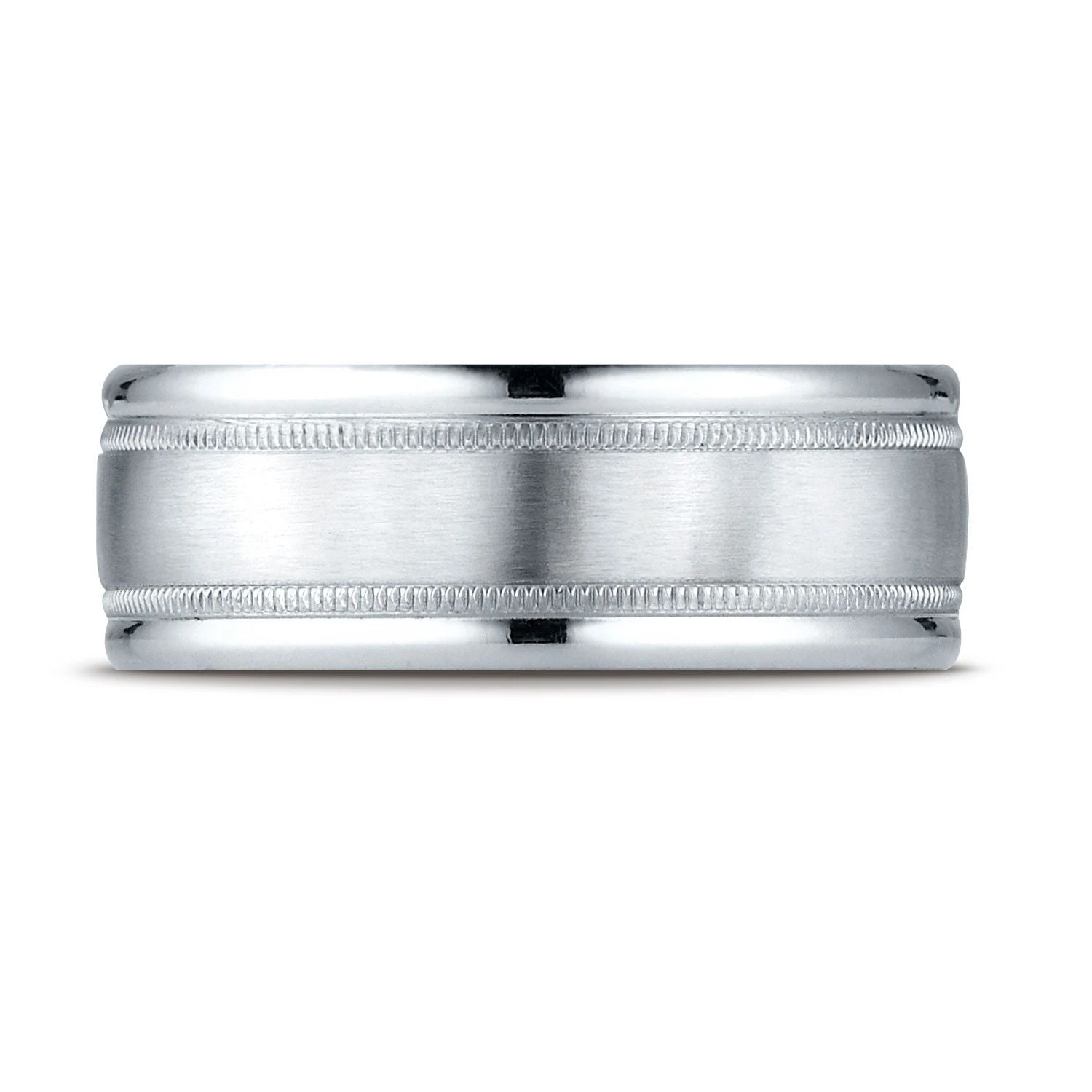 Platinum 8mm Comfort-fit Satin Finish Center With Milgrain Round Edge Carved Design Band 3 Platinum 8mm Comfort-fit Satin Finish Center With Milgrain Round Edge Carved Design Band