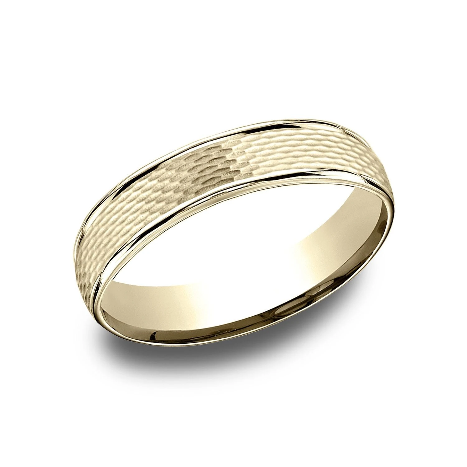 14 Karat Yellow Gold 4.5mm Comfort-fit Round Edge Mesh Center Design Band 4 14 Karat Yellow Gold 4.5mm Comfort-fit Round Edge Mesh Center Design Band - Image 2