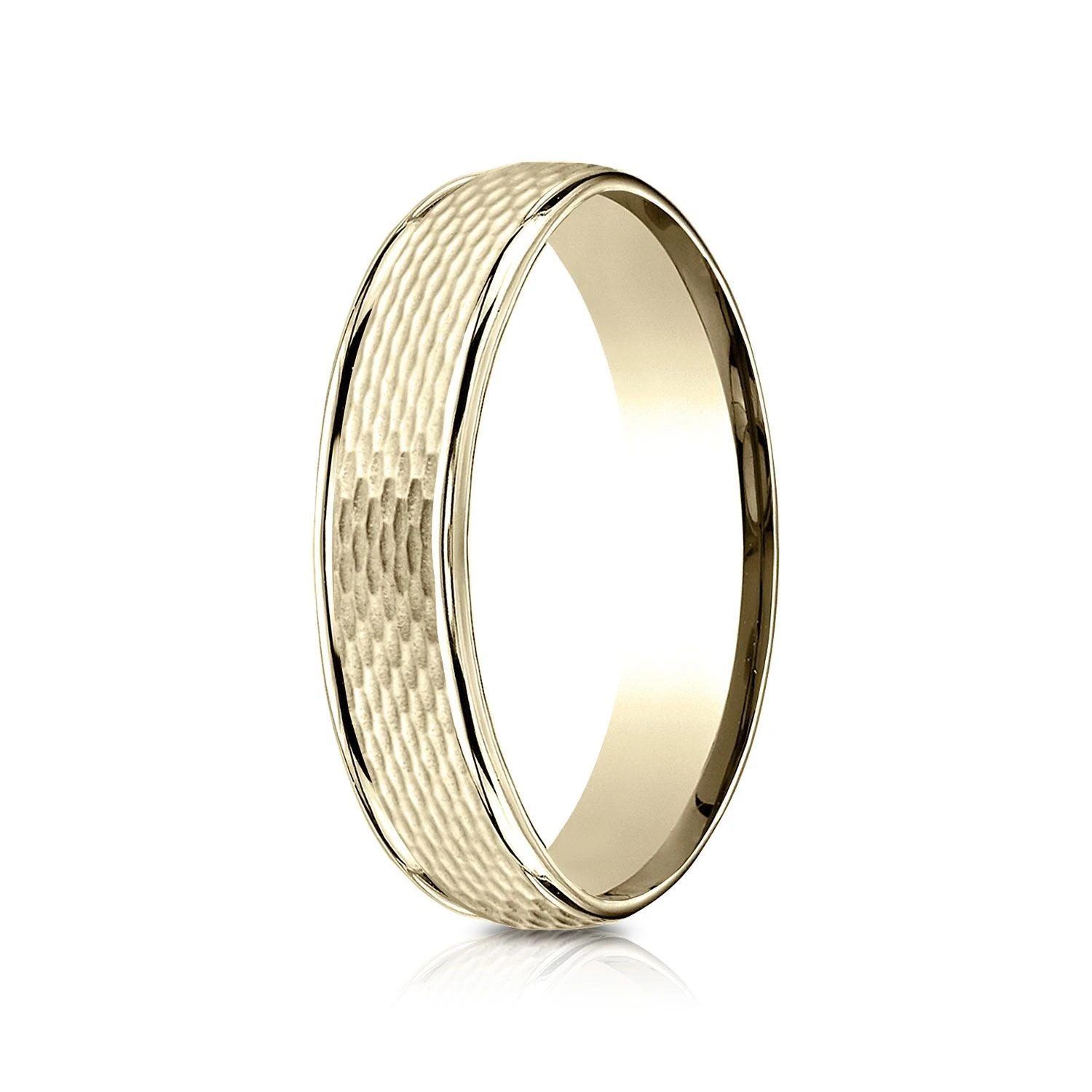 14 Karat Yellow Gold 4.5mm Comfort-fit Round Edge Mesh Center Design Band 3 14 Karat Yellow Gold 4.5mm Comfort-fit Round Edge Mesh Center Design Band