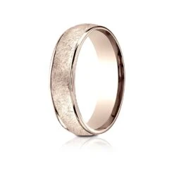 14 Karat Rose Gold 6.5mm Comfort-fit Round Edge Swirl Finish Design Band
