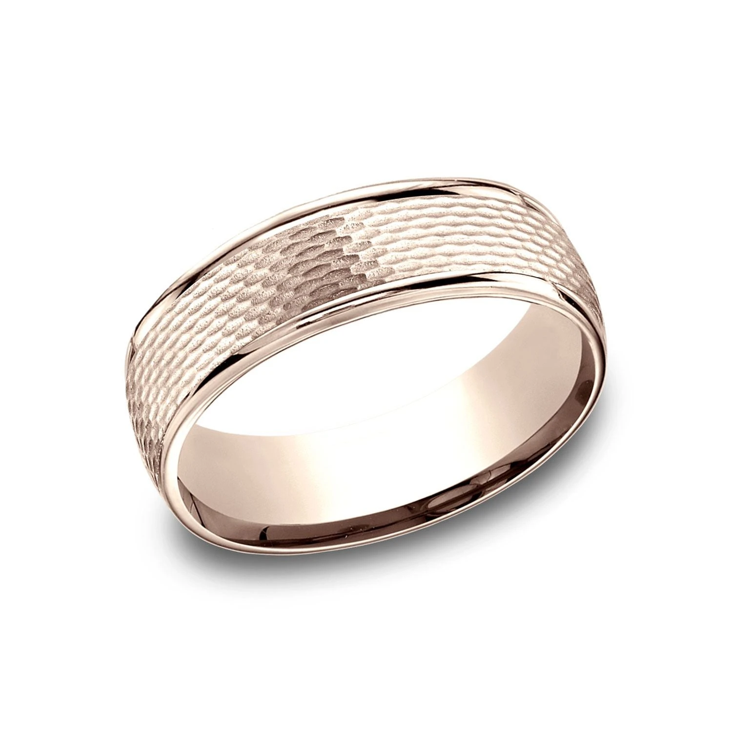 14 Karat Rose Gold 7.5mm Comfort-fit Round Edge Mesh Center Design Band 4 14 Karat Rose Gold 7.5mm Comfort-fit Round Edge Mesh Center Design Band - Image 2