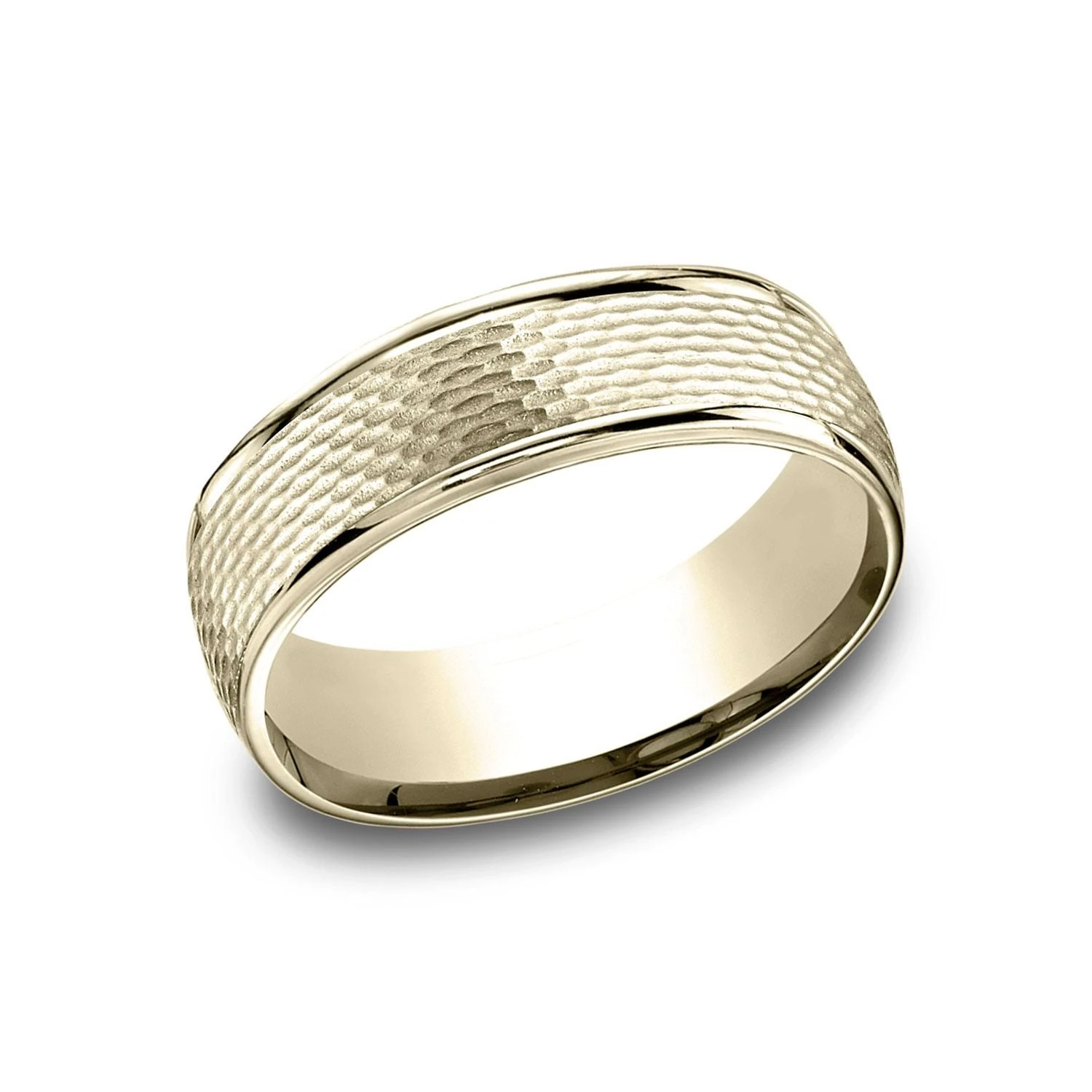 18 Karat Yellow Gold 7.5mm Comfort-fit Round Edge Mesh Center Design Band 4 18 Karat Yellow Gold 7.5mm Comfort-fit Round Edge Mesh Center Design Band - Image 2