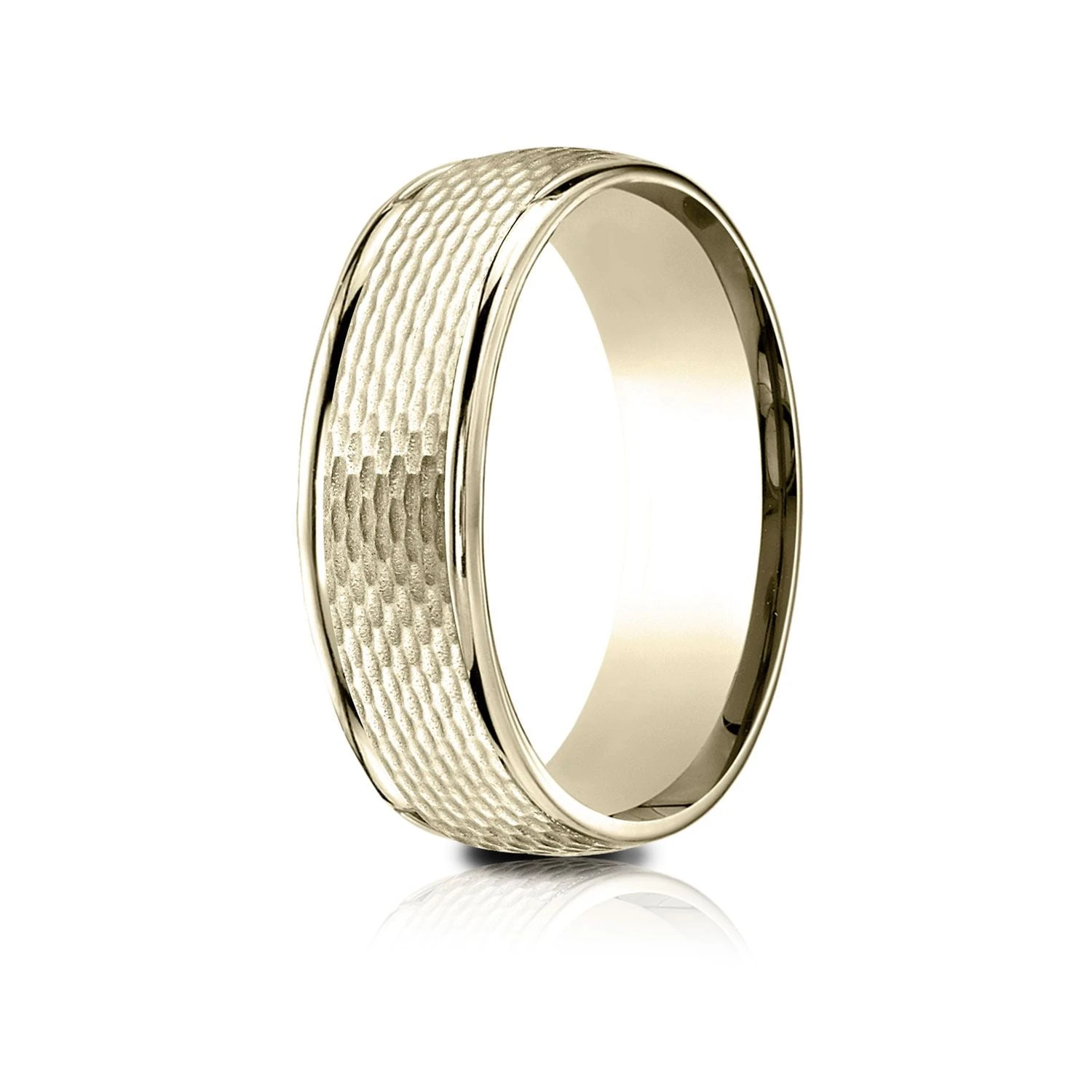 14 Karat Yellow Gold 7.5mm Comfort-fit Round Edge Mesh Center Design Band 3 14 Karat Yellow Gold 7.5mm Comfort-fit Round Edge Mesh Center Design Band