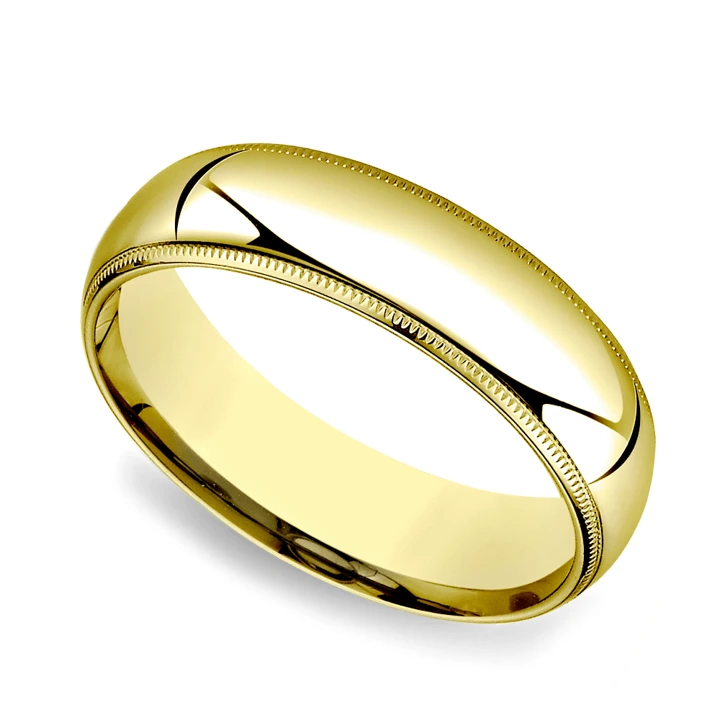 Aurora Jewels Store -Aurora Jewels Store milgrain mens band 6 mm yellow gold 1